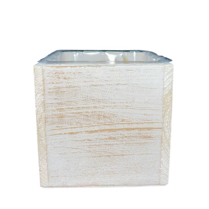 Thompson Wholesale - Wholesale Plant Pot - 5" White Washed Square Wood Pots -- 12 Pack5