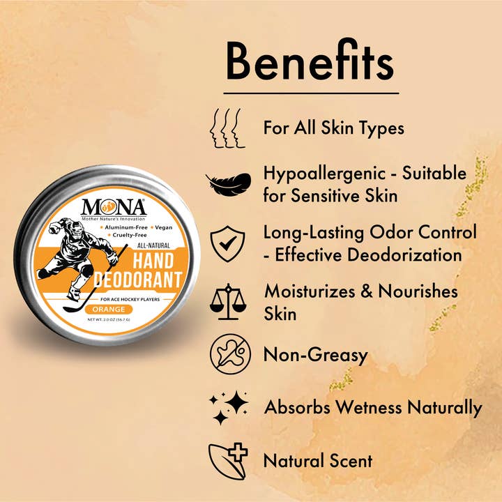 MONA BRANDS, LLC - Wholesale Deodorant - Unisex - Hand Deodorant for Hockey Players Natural | ORANGE | Unisex3