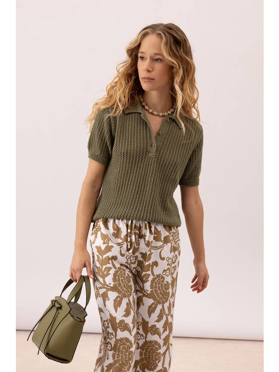 Lanidor - Wholesale Knit Top - Women's - Knit Polo Shirt With Buttons (437422-40)
