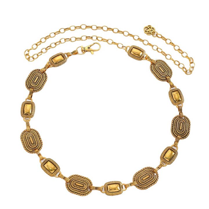 Vintage Gold Chain Waist Belt with Geometric Links for wholesale on Faire4