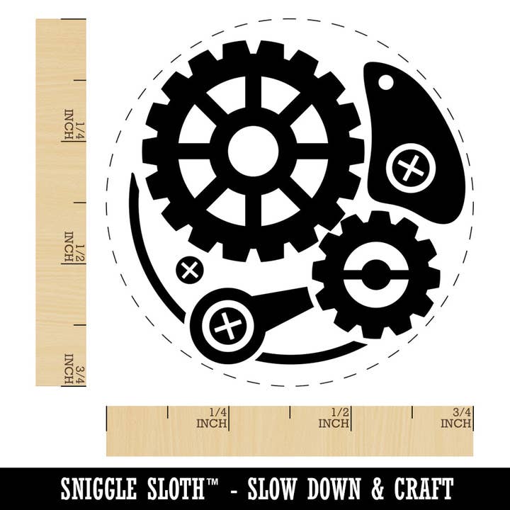 Tampon en caoutchouc autoencreur Steampunk Clockwork Watch Gears pour l'estampage et l'artisanat pour la vente par Sniggle Sloth