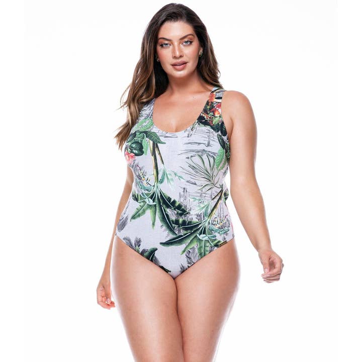 G-STRING CUPPED BODYSUIT IN BOTANICAL GARDEN PRINT for wholesale by Lehona