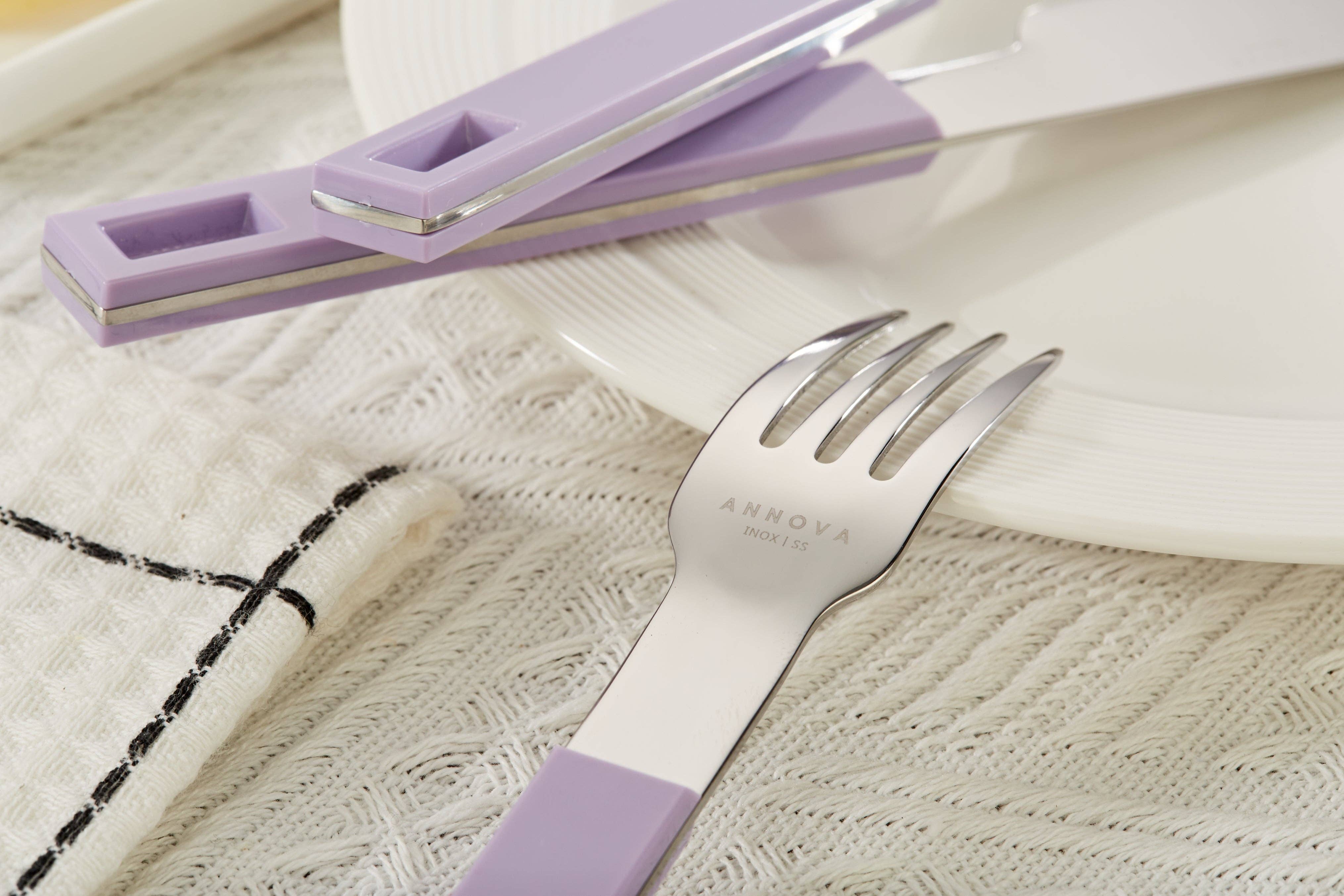 ANNOVA - Wholesale Flatware Set - ANNOVA Block Handle Silverware Set 20 Pieces Color Modern Style Flatware39