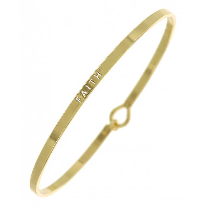 0011 PREMIERE - Wholesale Bangle Bracelet - FR2674 FAITH_3mm Inspired Message Engraved Bangle