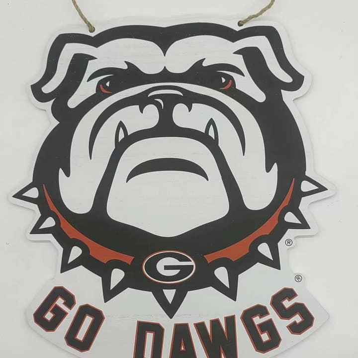 Georgia Mascot Wood Door Hanger for wholesale by Valiant Gifts Inc