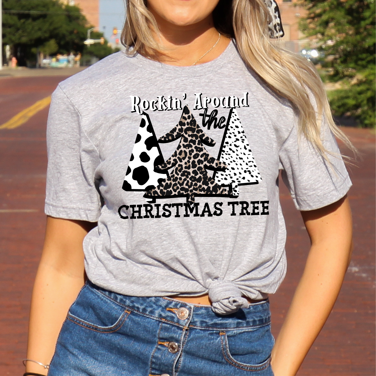 Anagails - Vendita all'ingrosso Maglietta serigrafata - Donna - Rockin' Cowhide & Leopard Christmas4