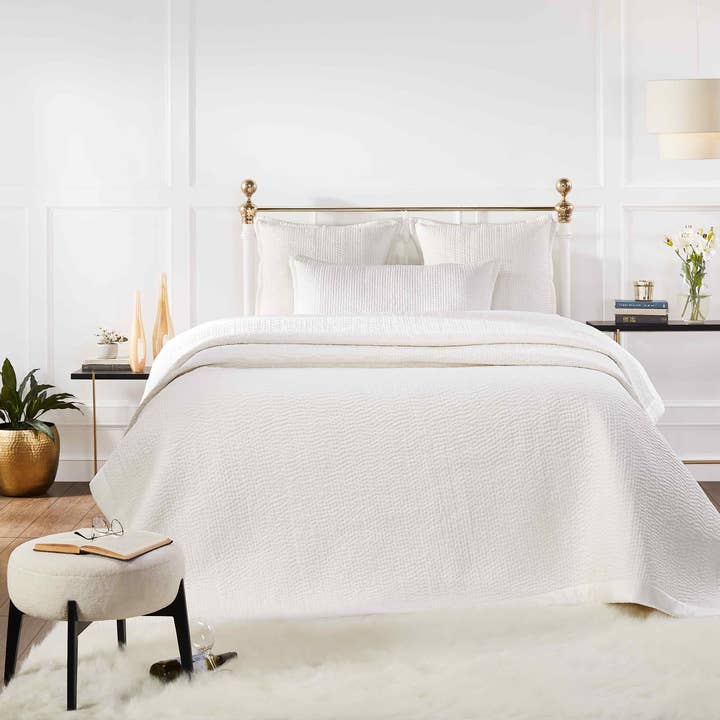 Lucy Coverlet - Queen - 94" X 96" - Pearl for wholesale by Orchids Lux Home