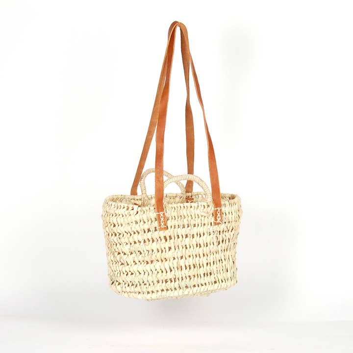 Sac à main Openweave en sisal et poignées en cuir pour la vente par Bacon Basketware