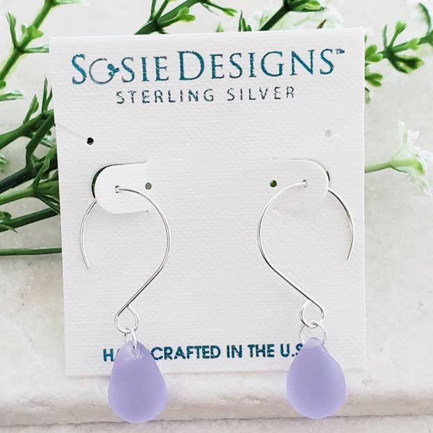 Sosie Designs - Wholesale Dangle Earrings - Silver Eco Sea Glass Sea Droplets Earrings - Periwinkle