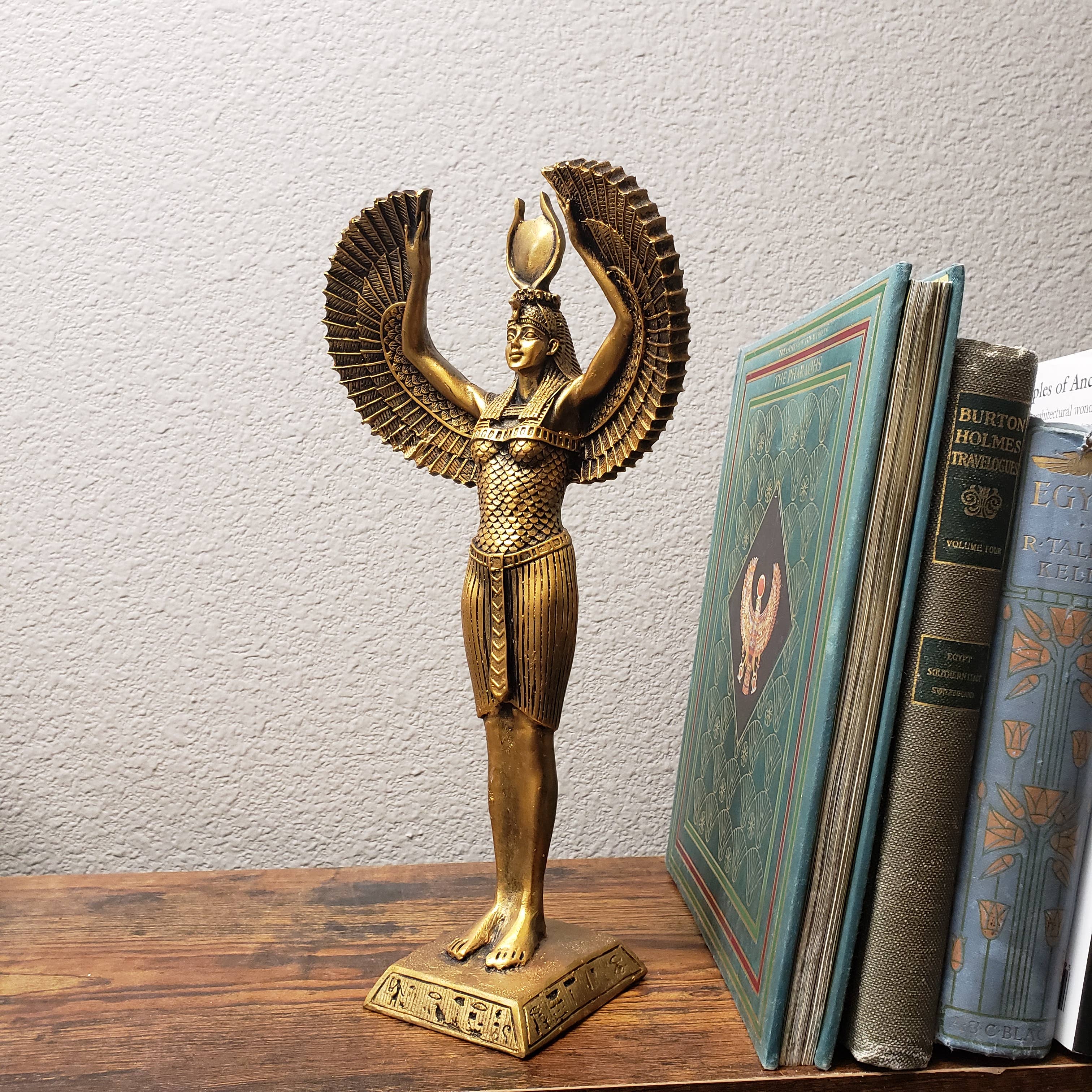 Discoveries, Inc. - Venta al por mayor Figura decorativa - Isis alada alta de bronce - 33 cm - Hecha en Egipto - Diosa3