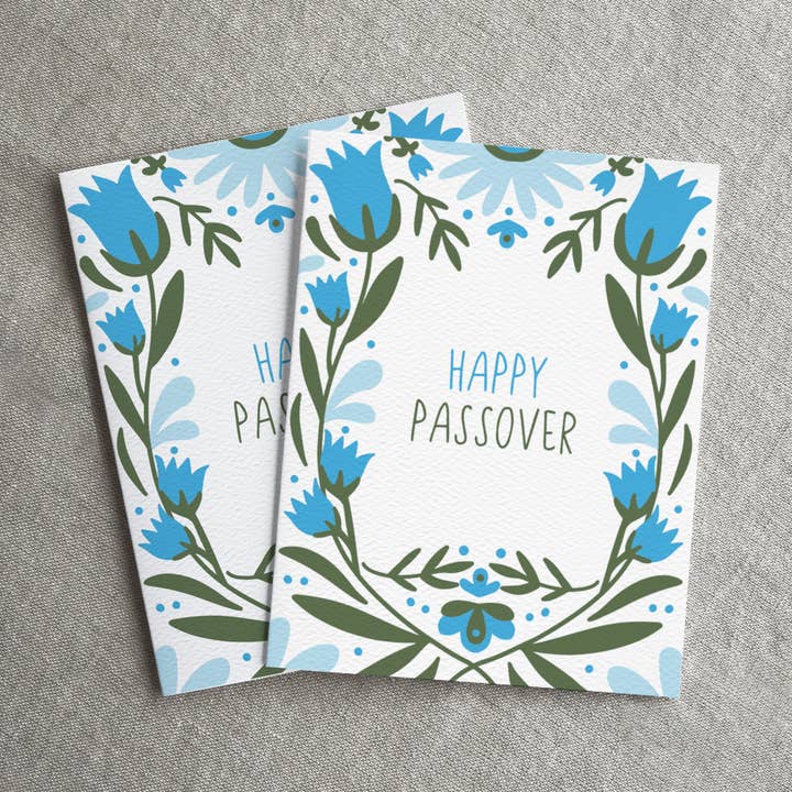 Blue Thistle - Wholesale Passover Card - Happy Passover Greeting Card, Jewish Holiday, Pesach