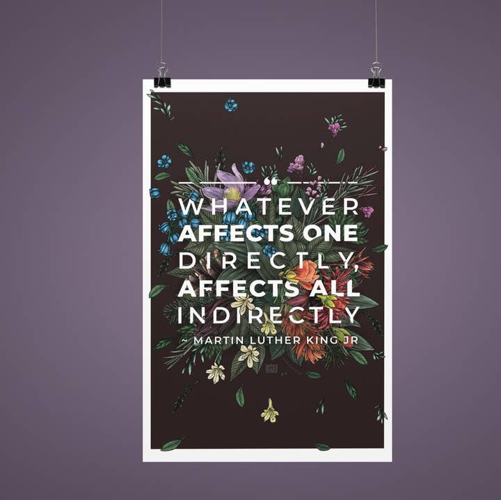 Martin Luther King Quote Poster | Floral Diversity Art Print for wholesale by Transpainter