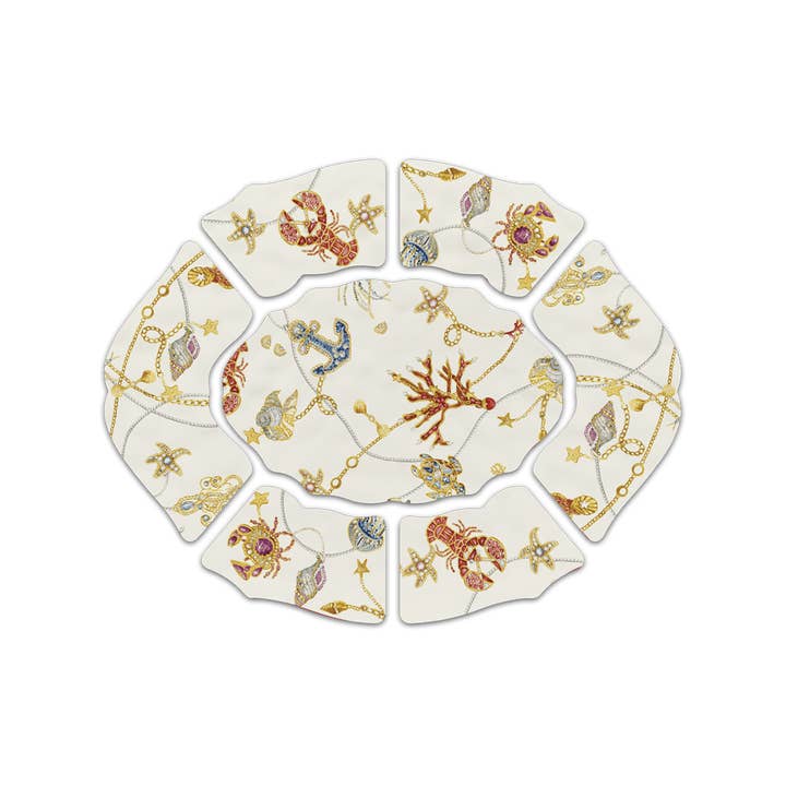 Set of 7 Appetizer Plates - Centerpiece - Portofino for wholesale by Baci Milano