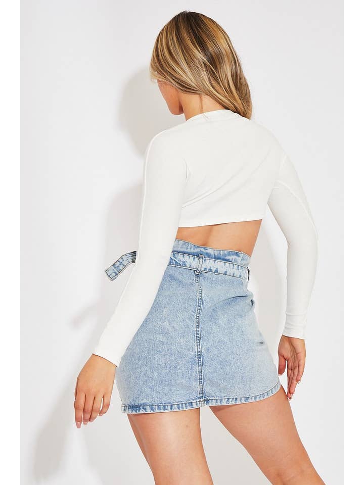 Blue Blauer Utility-Mini-Jeansrock mit Gürtel - Maddy für den Großhandel auf Faire3