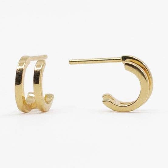 Brincos de Argola Huggie Illusion em Ouro por atacado de The Land of Salt