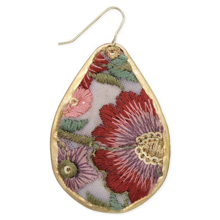 ZAD - Wholesale Dangle Earrings - Autumn Bloom Embroidered Teardrop Earrings1