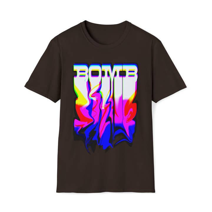 Cooles BOMB T-Shirt mit Schmelzeffekt für den Großhandel von Quixotic Caverns Trading Company