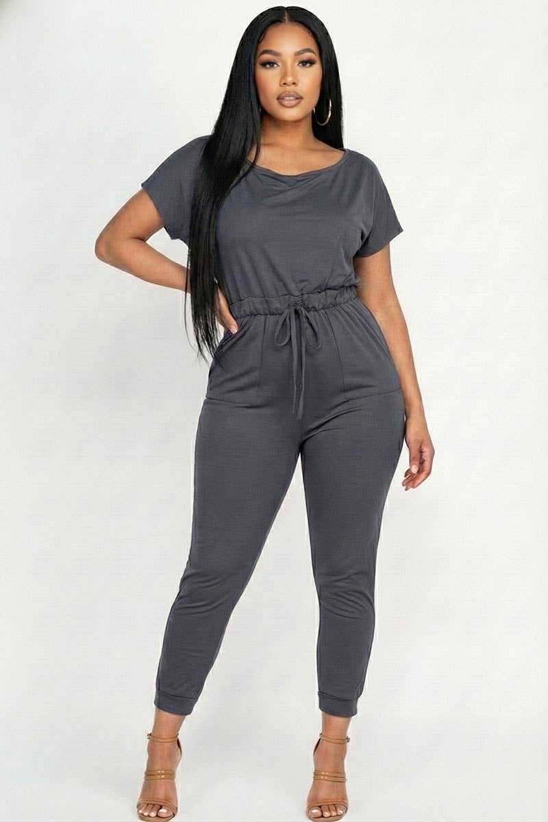 CAPELLA APPAREL - Wholesale Jumpsuit - Women's - Two-way Shoulder Drawstring Jumpsuit4