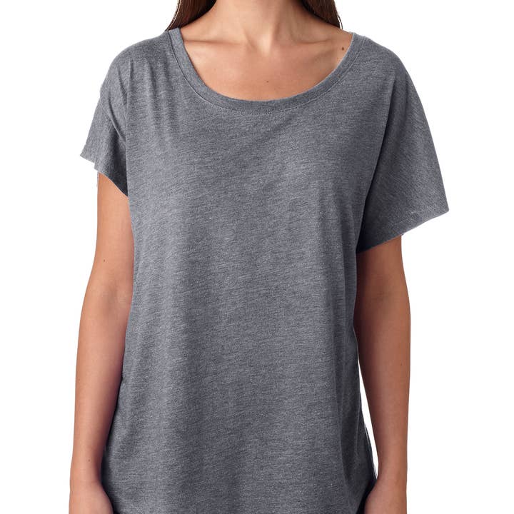 Mad Love Shop - Wholesale Screen Printed T-Shirt - Women's - Gray Dolman Top with Cactus and Succulents Design Black1