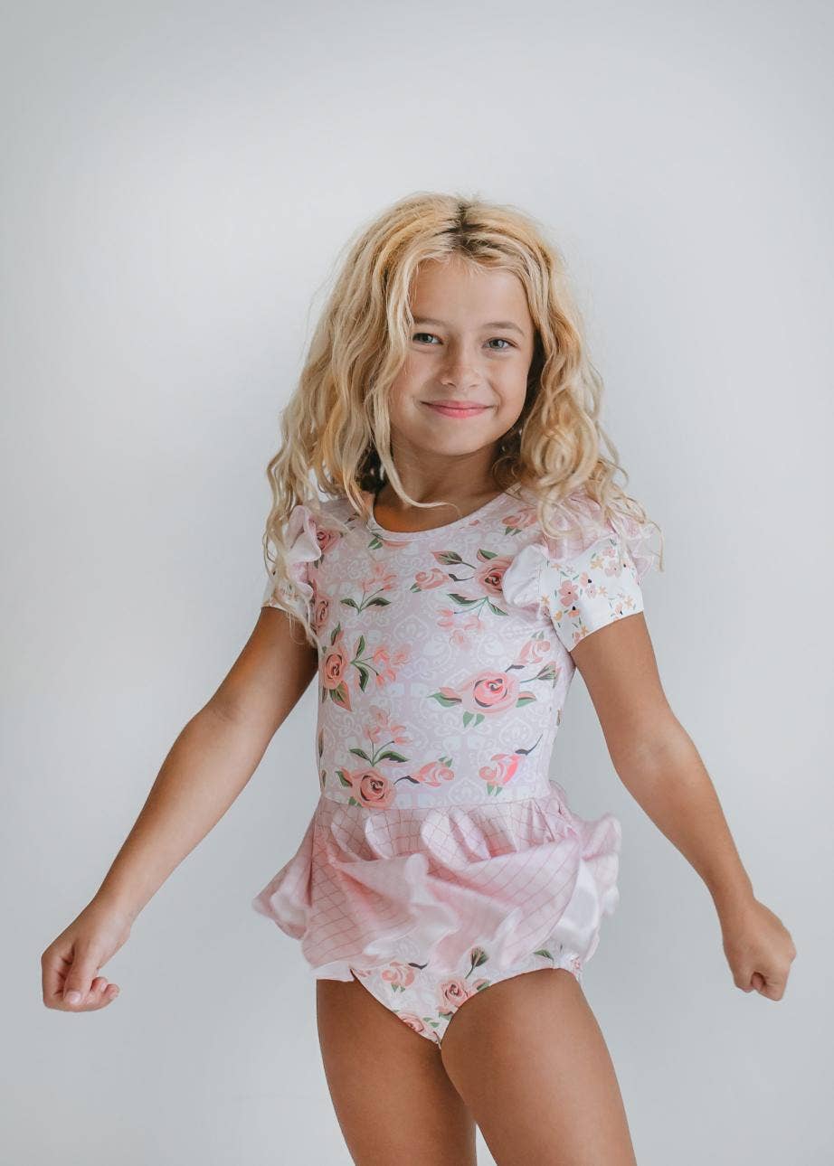 Oopsie Daisy - Wholesale Leotard - Kids - Kids Pale Pink Rose Dance Gymnastics Skirted Twirl Leotard8