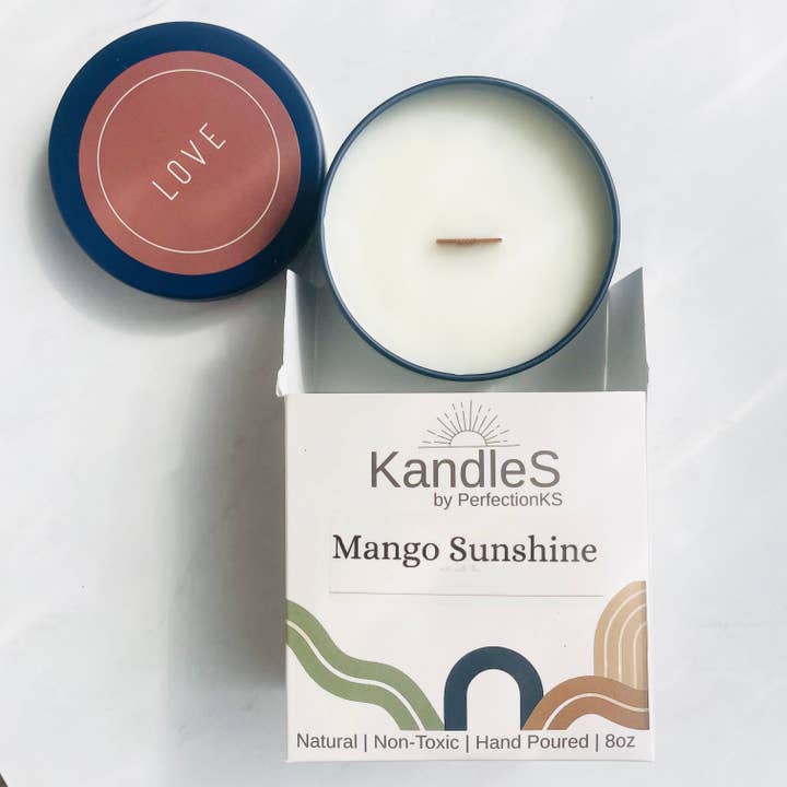 Mango Sunshine Luxury Candle | Eco-Friendly Clean-Burning Wooden Wick Candle for wholesale by PerfectionKS