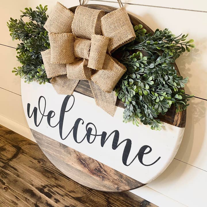 Welcome Door Hanger for wholesale by Timbered Roots Co