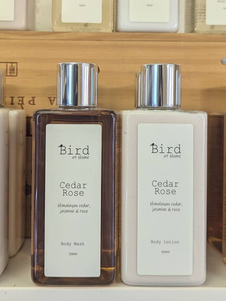 Cedar Rose Body Wash and Body Lotion Set for wholesale by Bird at Home