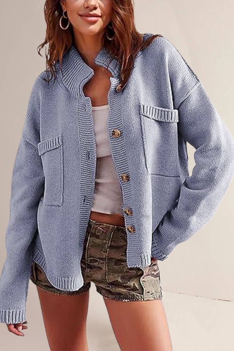 NINEXIS - Vente Pull en maille – femme - CWOCAL1806_MANTEAU EN TRICOT, CARDIGAN DE COULEUR UNIE5