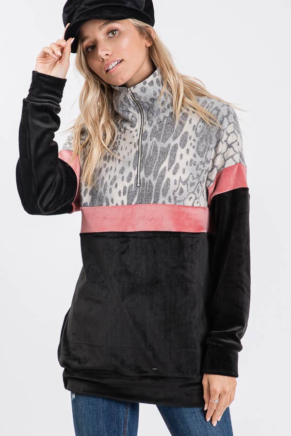 7th Ray - Wholesale Sweatshirt - Women's - Everyday Casual Half-Zip Activewear Sweatshirt T273315