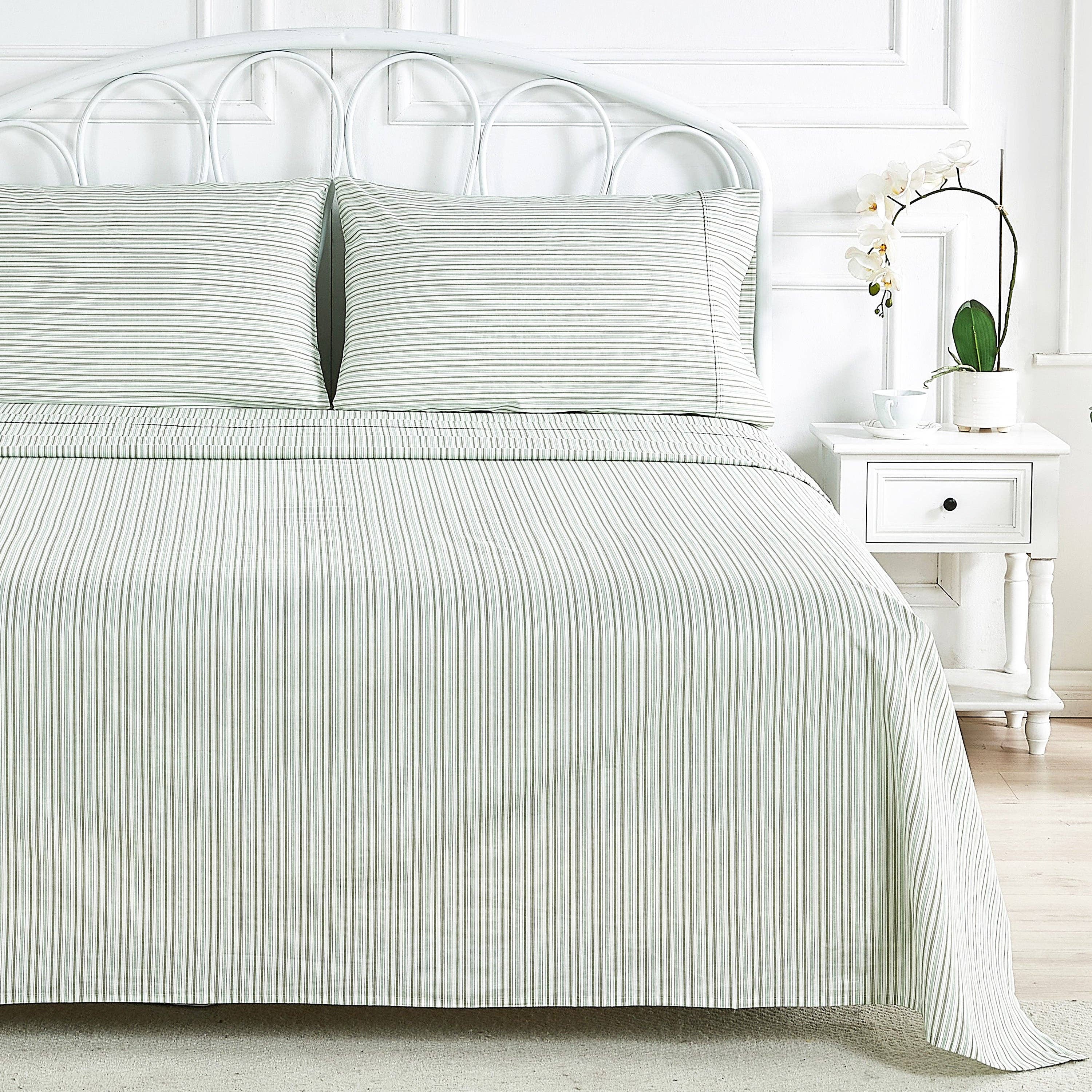 Mélange Home - Vente Parures de lit - Ensemble de draps en percale de coton imprimé à rayures19