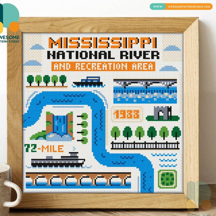 Mississippi National River DS3091, Diamantmalerei-120x120 für den Großhandel von Awesome Pattern Studio