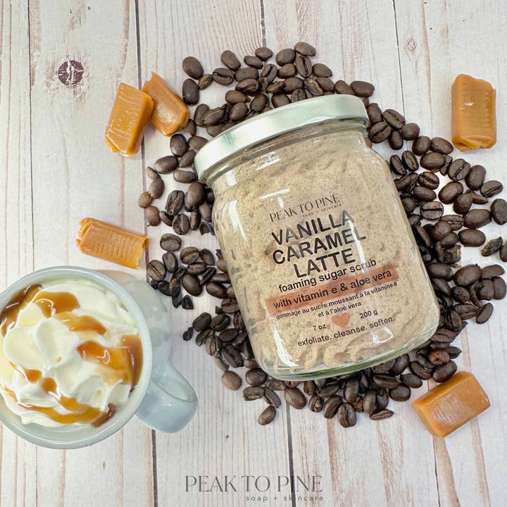 Peak To Pine Designs - Wholesale Body scrub/exfoliant - Vanilla Caramel Latte - Foaming Sugar Scrub1