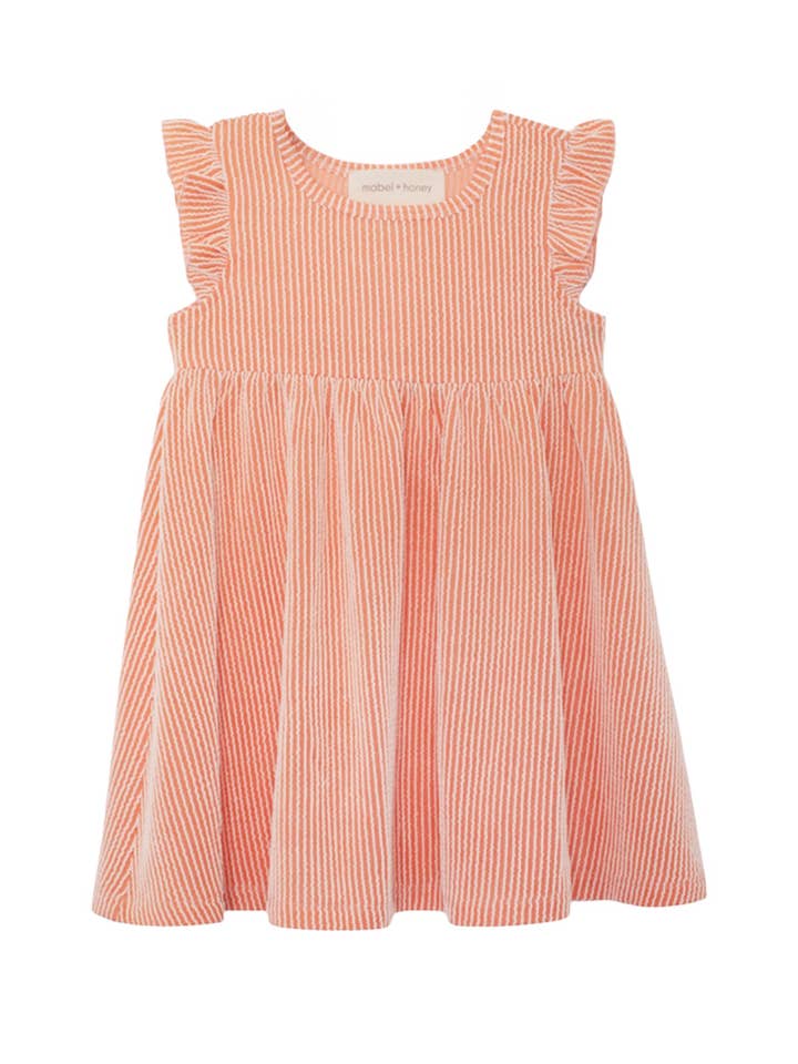 Sunkissed Apricot Short Flutter Sleeve Dress for wholesale by mabel + honey