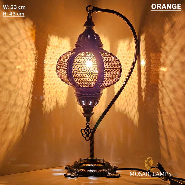Mosaic Lamps - Wholesale Accent/Desk Lamp - Syrian Swan Neck Table Lamp, Gooseneck Perforated Metal Desk