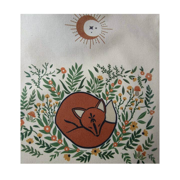 Foxy Method - Wholesale Tote Bag - Women's - Eco Friendly Whimsical Cottagecore Fox Floral Tote Bag3