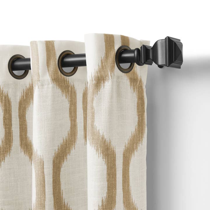 Elrene Home Fashions - Wholesale Curtain - Renzo Ikat Geometric Linen Room Darkening Window Curtain