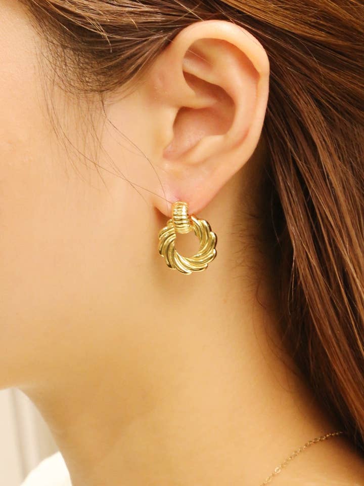 SJE310771 14K Spiral Whirl Post Earrings for wholesale by MiMi Wholesale