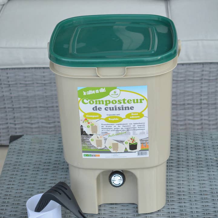 ECOVI – wholesale Kitchen tool/gadget – Ecovi® 20L BOKASHI kitchen composter with lid Green