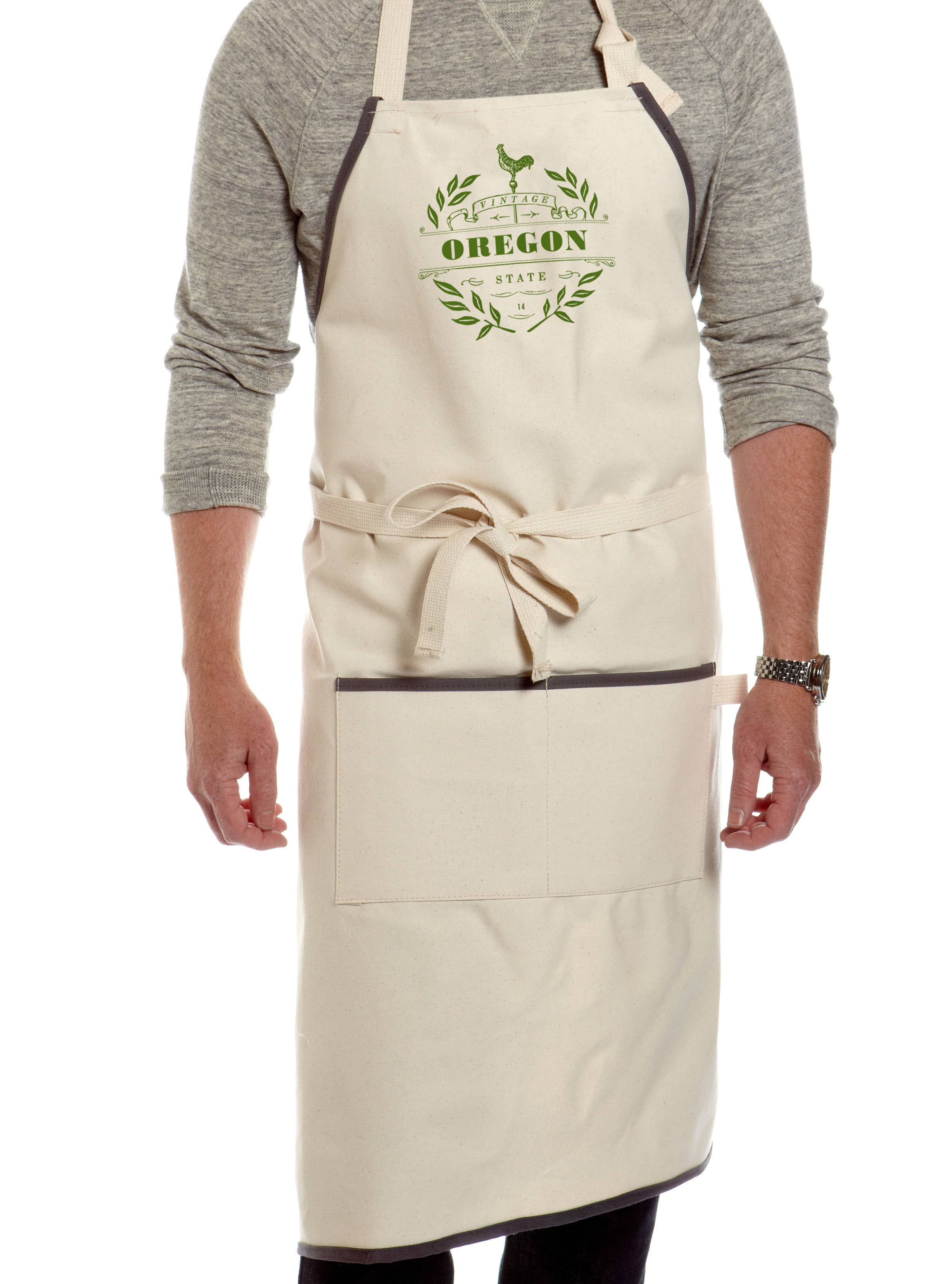 Mercantile 12 - Wholesale Apron - Custom VINTAGE COLLECTION Natural Apron with Charcoal Trim3