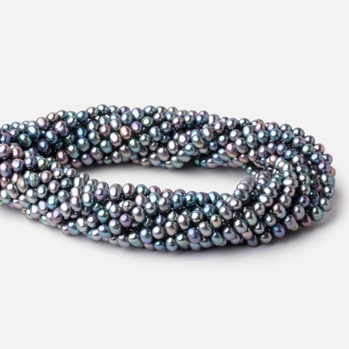 Beads of Cambay - Wholesale Beads - 6mm Teal Peacock Off Round Freshwater Pearls 16 inch 85 Beads