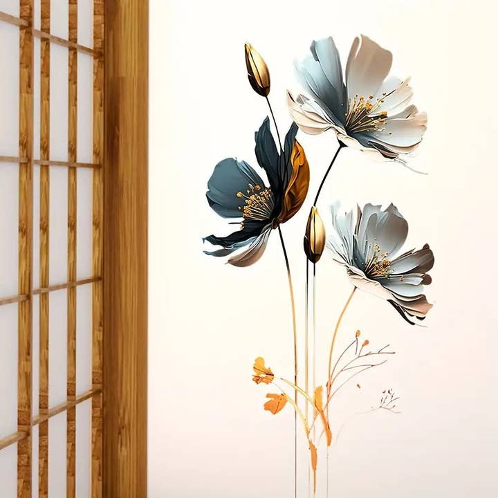 Huis Van Merken – wholesale Wall Accent – 1pc 3D Poppy Flowers Wall Sticker2
