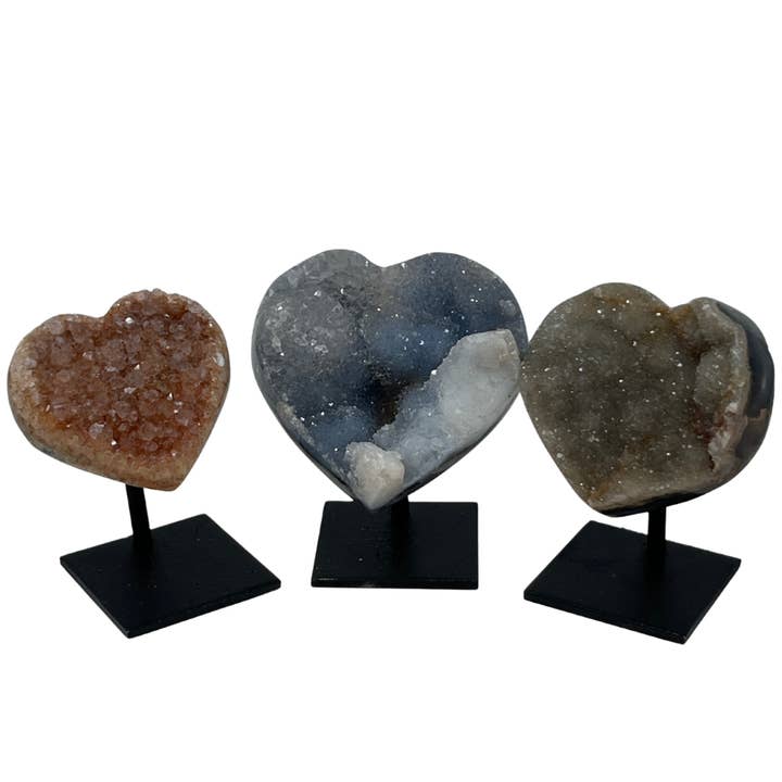 Small Heart Geode on a Stands (package of 3) for wholesale by Now N Zen