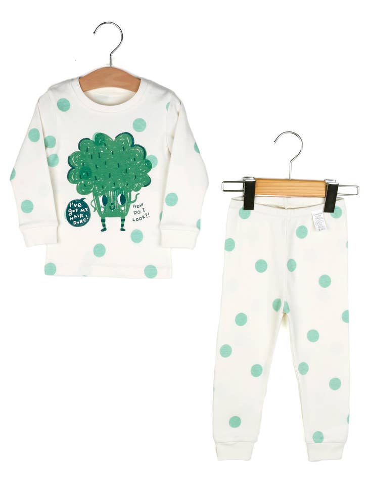 Wholesale Stylish Broccoli Long Organic Cotton Pajama Set for your store -  Faire Canada