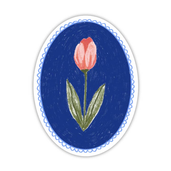 Pink Tulip Die-Cut Sticker for wholesale by Studio Conroy