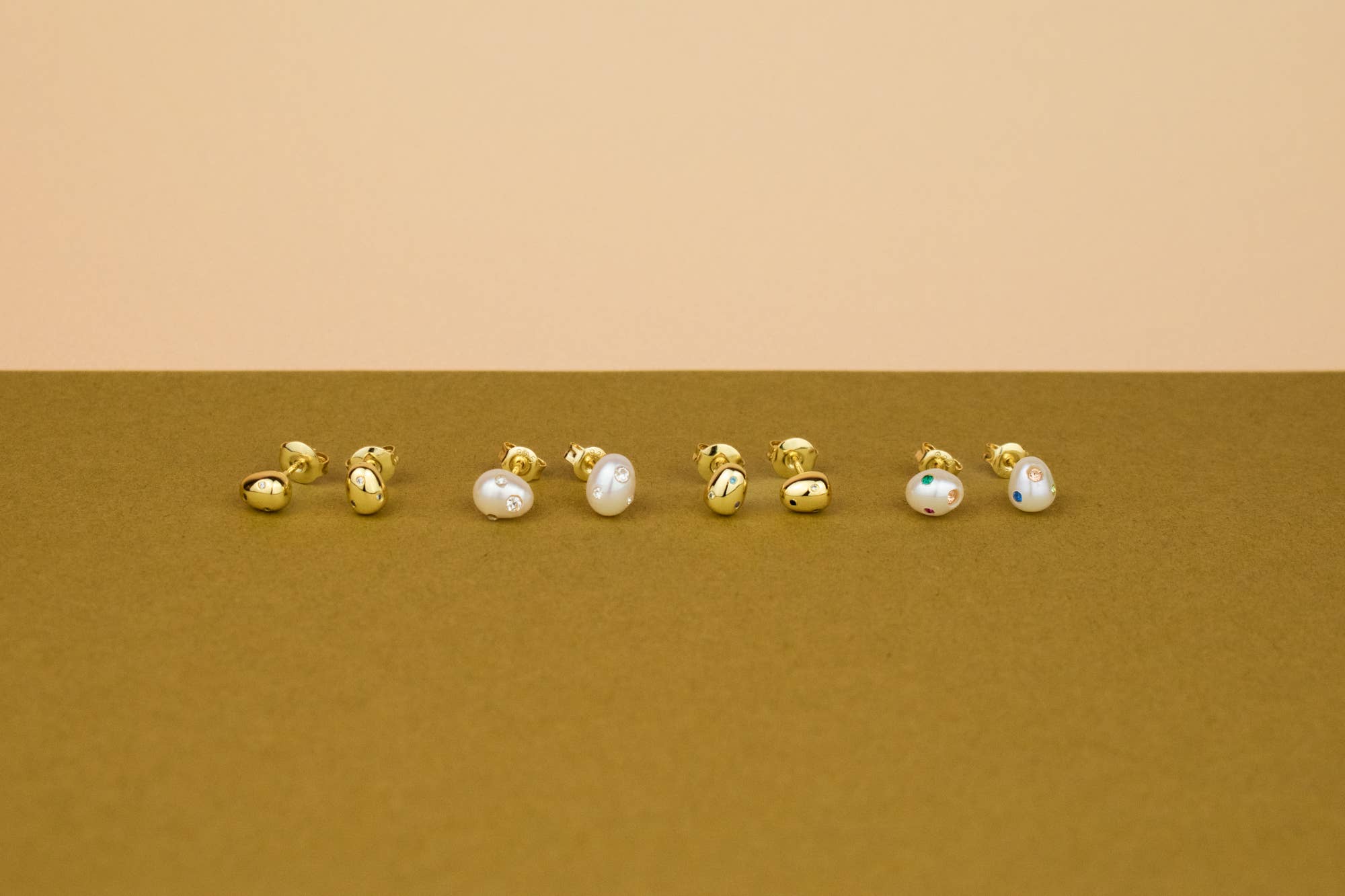 Cold Gold - Wholesale Stud/Post Earrings - The Aura Studs: Baroque Pearl and Rainbow Gemstone Earrings8