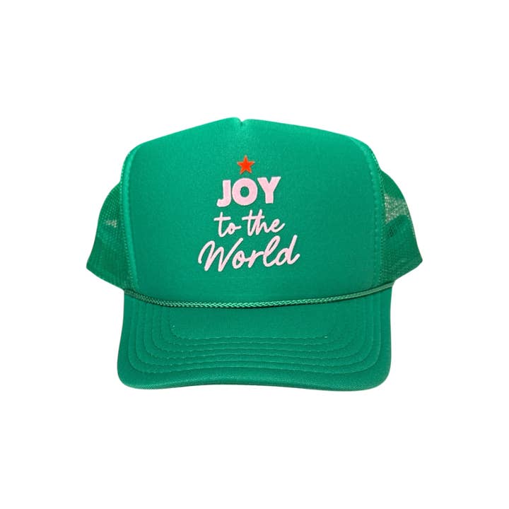 Joy to the World - Green Trucker Hat for wholesale by Littlebrightbird