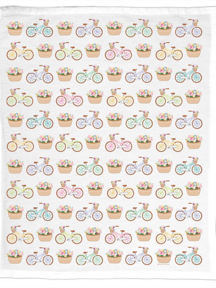 Cyklar & Blomkorgar, Ekologisk Bomullskökshandduk - Sommar för wholesale av Coast & Cotton