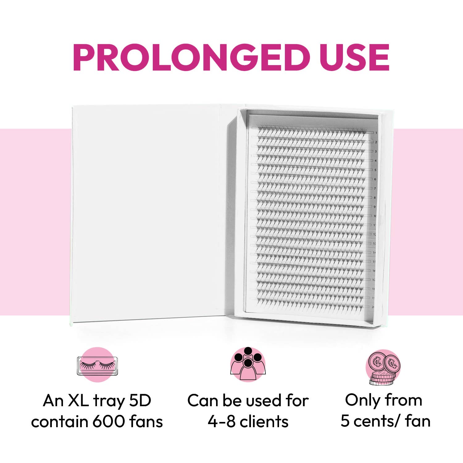 Eyesy Lash - Vendita all'ingrosso Ciglia finte - Vassoio Easy Fans XL/XXL (a partire da €1,3 /ventola) | Promade 3D - 20D3