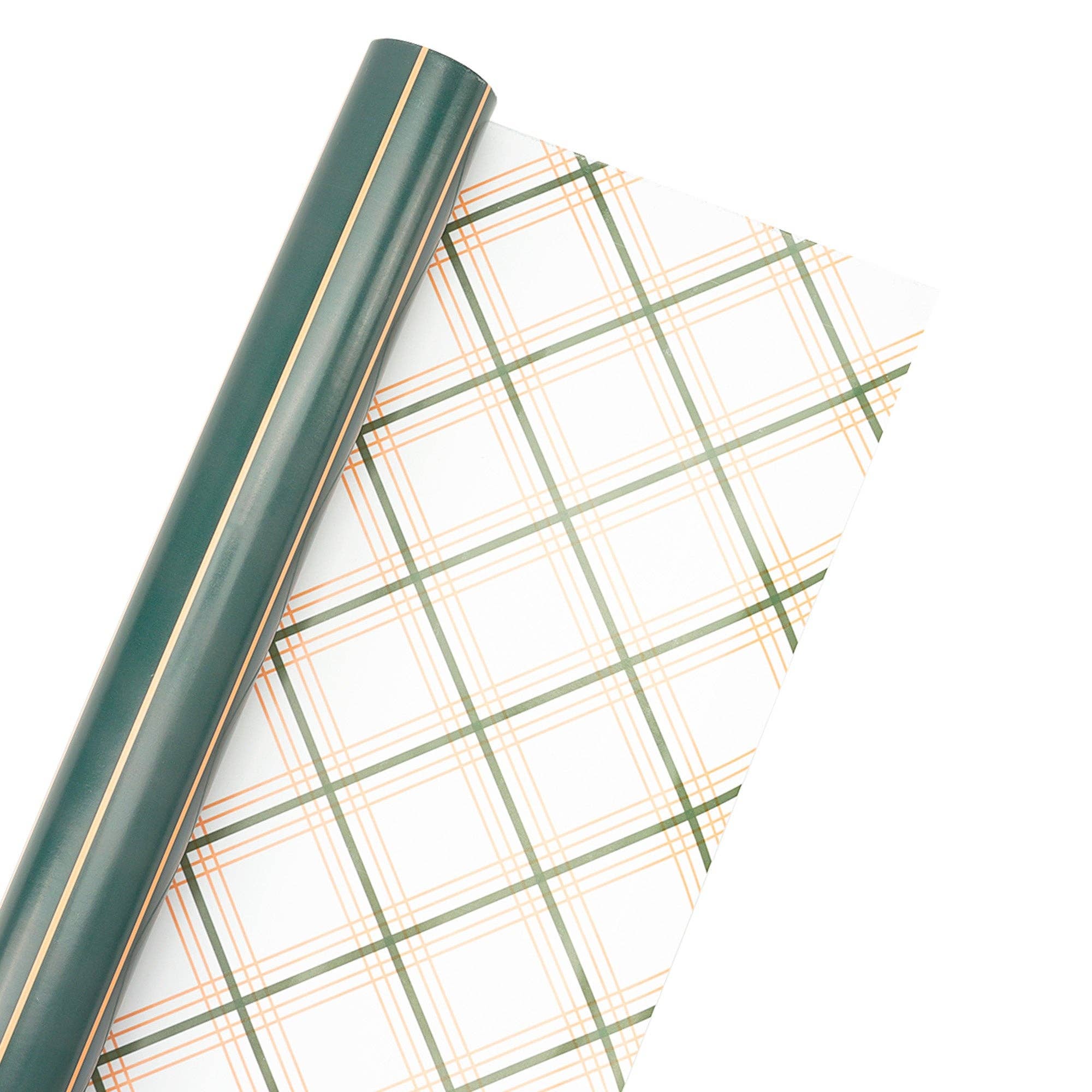 LA Ribbons Wholesale - Wholesale Wrapping Paper Roll - 30" x 10' Reversible Holiday Wrapping Paper | Gold on Green Pinstripe/Green and Gold Bias Plaid2