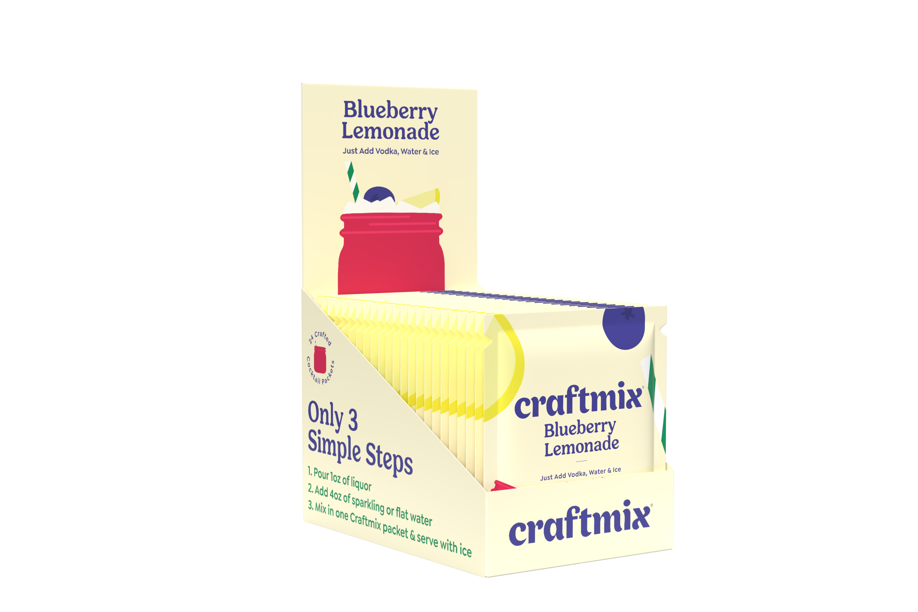Craftmix - Wholesale Cocktail Mix/Syrup - Blueberry Lemonade Cocktail / Mocktail Mixer - 24ct Caddy5